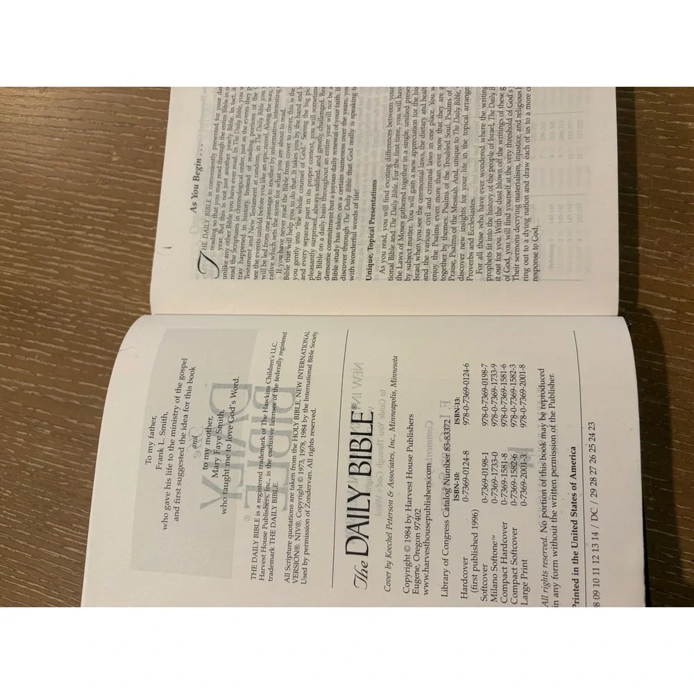 The Daily Bible In Chronological Order 365 Daily Readings NIV F LaGard Smith HC